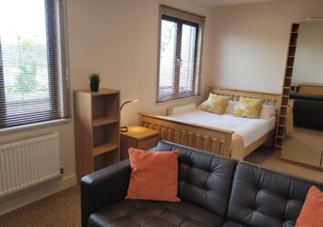 Sofa and bed from above
